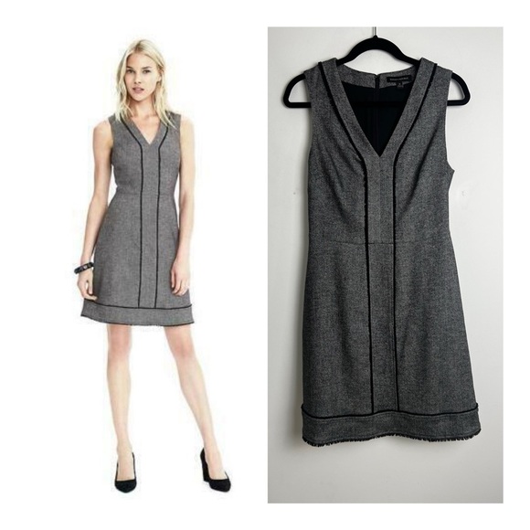 Banana Republic Dresses & Skirts - Banana Republic Black & White Herringbone Fringe Wool Sleeveless Career Dress 6